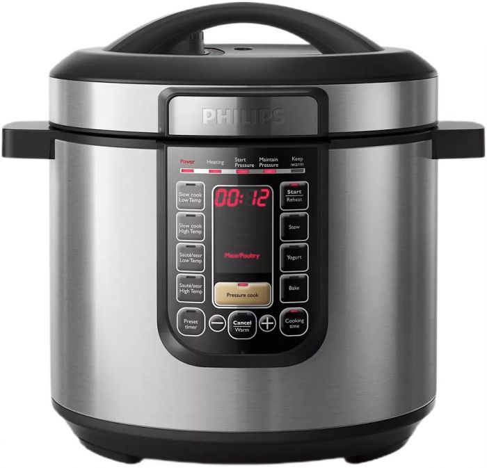 Мультиварка Philips Viva Collection 1300Вт, чаша-6л, електр. керування , 15 авто. программ, нержав.сталь, платик, чорний