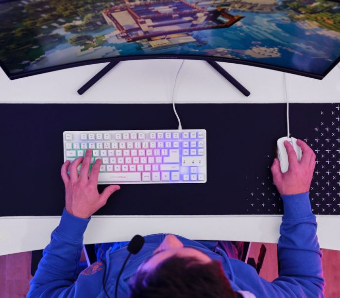 Стіл Trust GXT 709W LUMINUS, (120х74см), RGB, білий