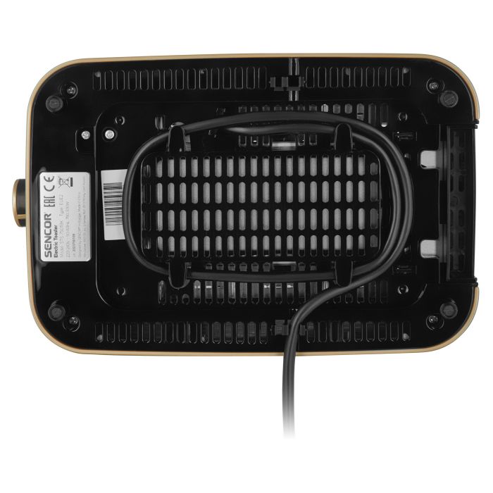 Тостер Sencor 930Вт, підігрів, розморожування, підсвічування, пластик, чорно-золотий