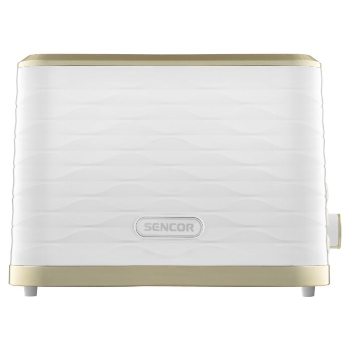 Тостер Sencor 930Вт, підігрів, розморожування, підсвічування, пластик, біло-золотий