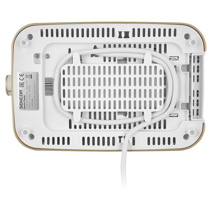 Тостер Sencor 930Вт, підігрів, розморожування, підсвічування, пластик, біло-золотий