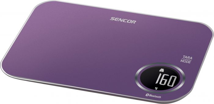 Ваги Sencor кухонні, 5кг, підключення до смартфону, AAAx2, пластик, фіолетовий