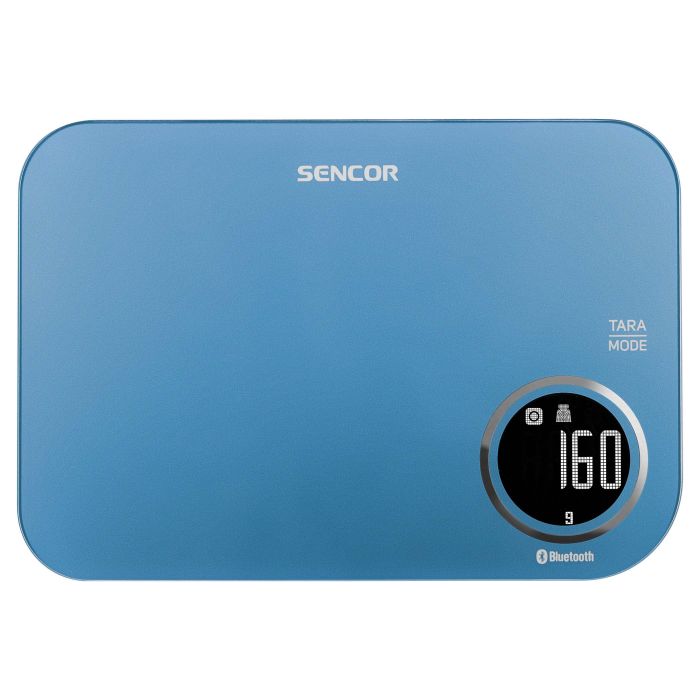 Ваги Sencor кухонні, 5кг, підключення до смартфону, AAAx2, пластик, синій