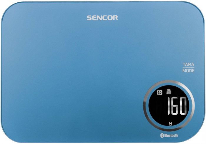 Ваги Sencor кухонні, 5кг, підключення до смартфону, AAAx2, пластик, синій