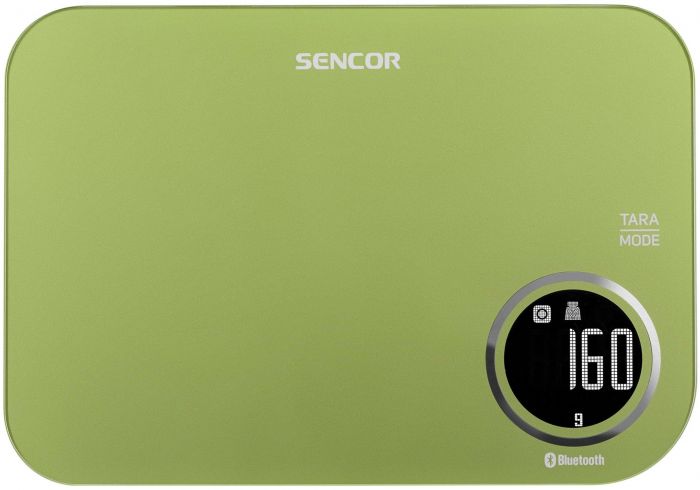 Ваги Sencor кухонні, 5кг, підключення до смартфону, AAAx2, пластик, зелений