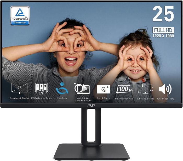 Монітор MSI 24.5" PRO MP251P D-Sub, HDMI, MM, IPS, 100Hz, 4ms, sRGB 101%, FreeSync, Pivot