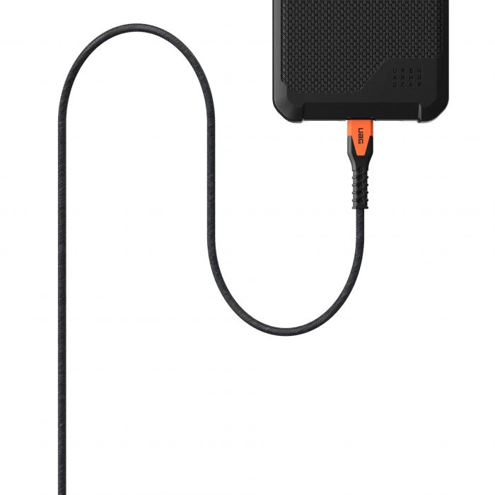 Кабель USB-C > USB-C заряджання/синхронізації UAG, 1.5м, 60Вт, Type-C, Rugged Kevlar, Black/Orange