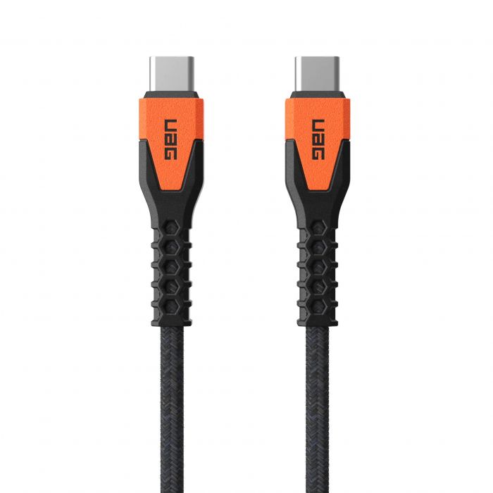 Кабель USB-C > USB-C заряджання/синхронізації UAG, 1.5м, 60Вт, Type-C, Rugged Kevlar, Black/Orange