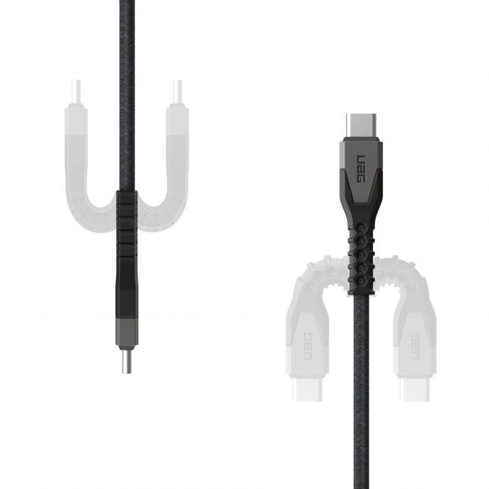 Кабель USB-C > USB-C заряджання/синхронізації UAG, 1.5м, 60Вт, Type-C, Rugged Kevlar, Black/Gray