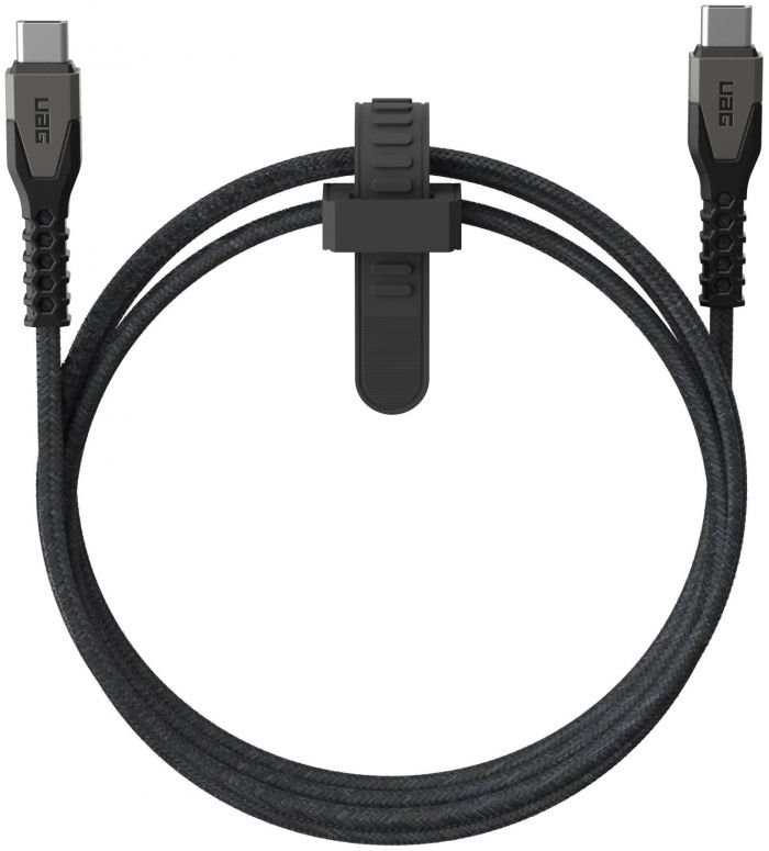 Кабель USB-C > USB-C заряджання/синхронізації UAG, 1.5м, 60Вт, Type-C, Rugged Kevlar, Black/Gray