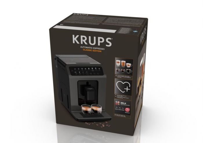 Кавомашина Krups Evidence Classic, 2.3л, зерно, автомат.капуч, дисплей, авторецептів -8, сернор.керування, чорний
