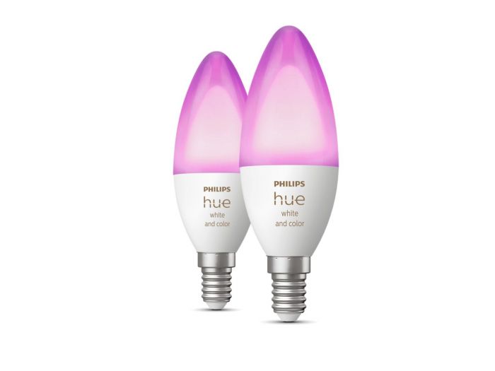 Лампа розумна Philips Hue E14, 5.3W(40Вт), 2000K-6500K, RGB, ZigBee, Bluetooth, димування, 2шт