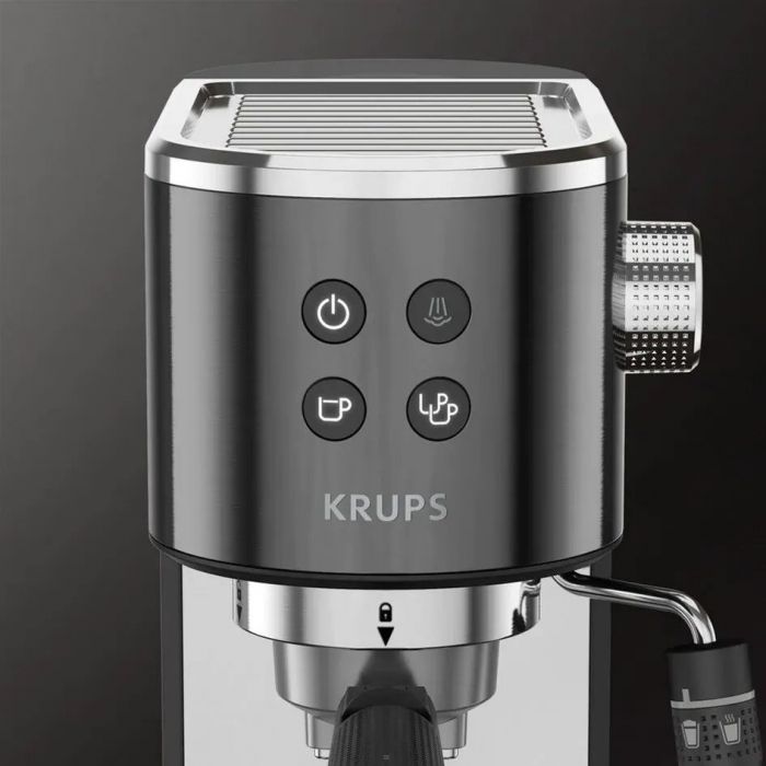 Кавоварка Krups рожкова Virtuoso + 1л, мелена, ручний капучинатор, 15 бар, чорний