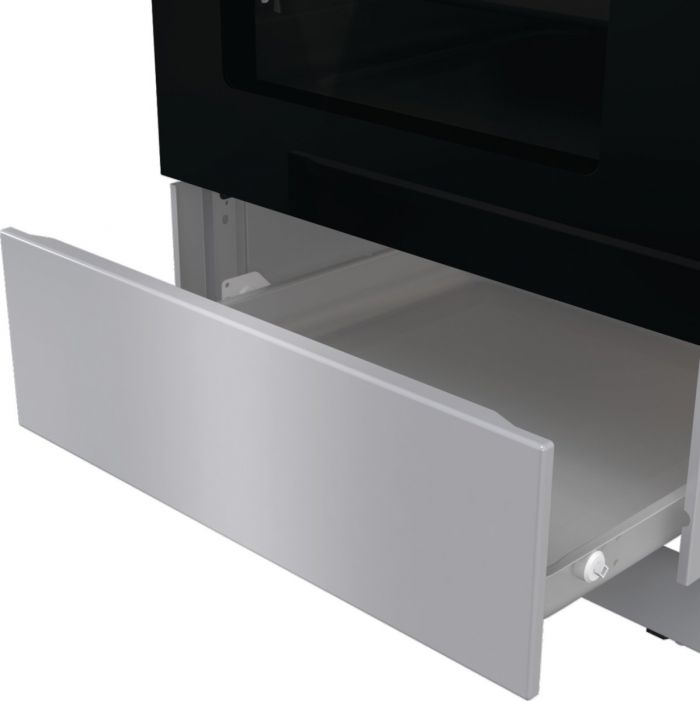 Плита Gorenje комбінована, 70л, 50x60см, дисплей, IconLed, емальовані, сірий