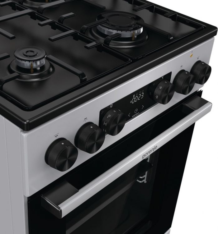 Плита Gorenje комбінована, 70л, 50x60см, дисплей, IconLed, емальовані, сірий