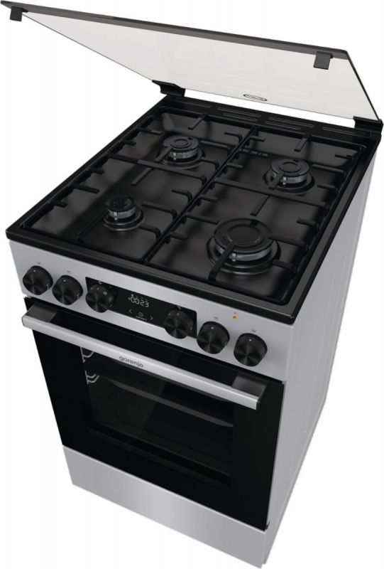 Плита Gorenje комбінована, 70л, 50x60см, дисплей, IconLed, емальовані, сірий