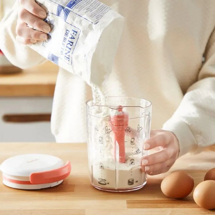 Експрес змішувач для тіста Tefal 900 мл, пластик, біло-червоний