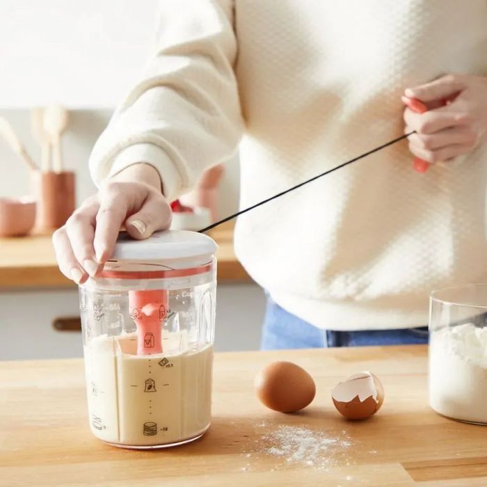 Експрес змішувач для тіста Tefal 900 мл, пластик, біло-червоний