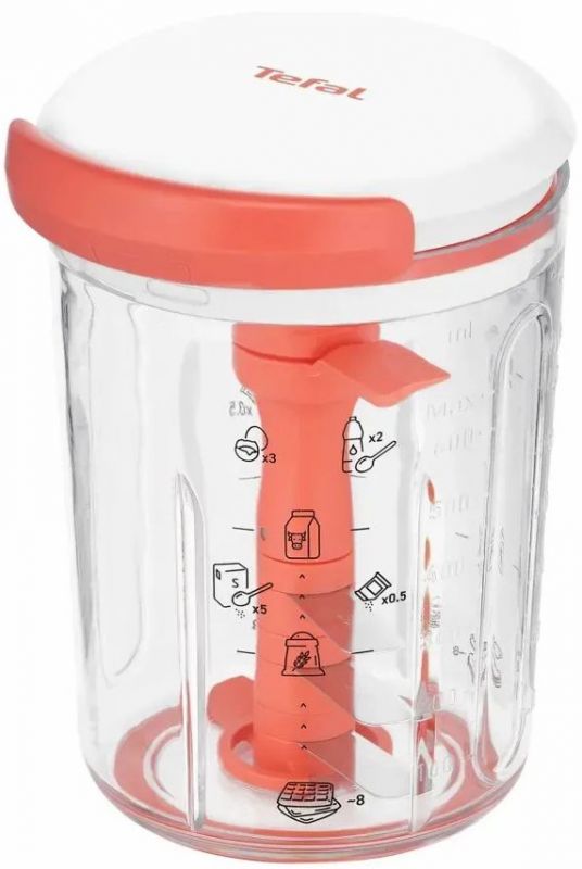 Експрес змішувач для тіста Tefal 900 мл, пластик, біло-червоний