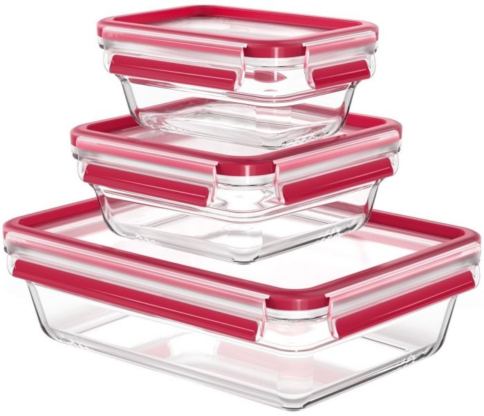 Набір контейнерів Tefal Master Seal, 3шт, жаростійке скло, прозорий