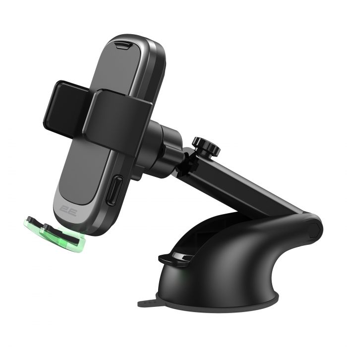 Автомобільний тримач смартфона 2Е автоматичний/бездротова зарядка, 2хUSB 60Вт