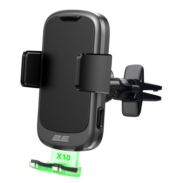 Автомобільний тримач смартфона 2Е автоматичний/бездротова зарядка, 2хUSB 60Вт