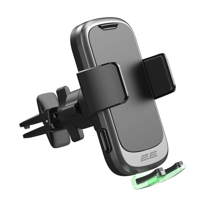 Автомобільний тримач смартфона 2Е автоматичний/бездротова зарядка, 2хUSB 60Вт
