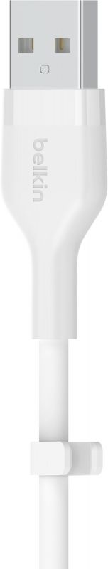 Кабель заряджання/синхронізації Belkin USB-A > Lightning, 2м, силіконовий з кліпсою, білий