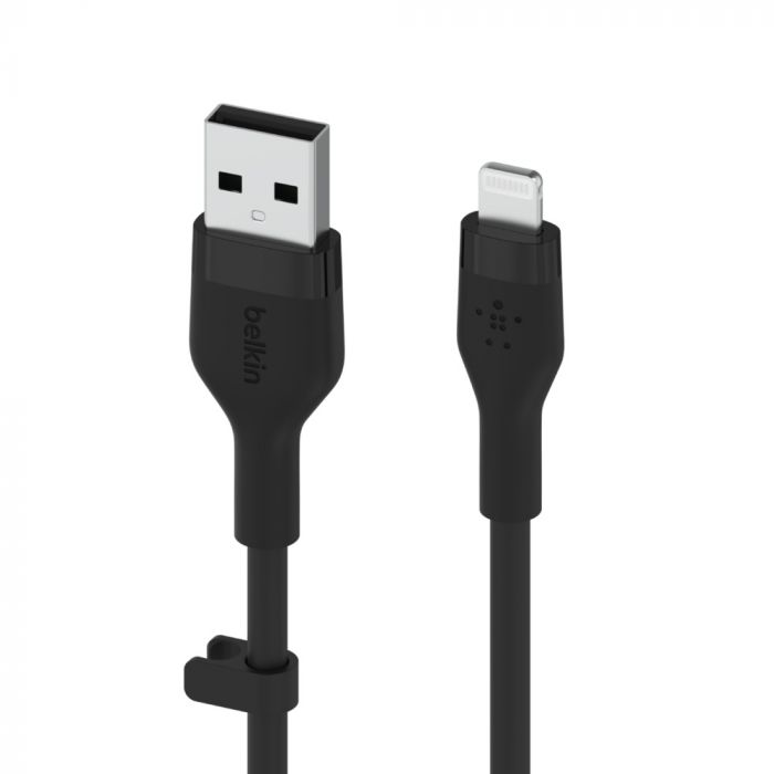 Кабель USB-A > Lightning заряджання/синхронізації Belkin, 2м, силіконовий з кліпсою, чорний