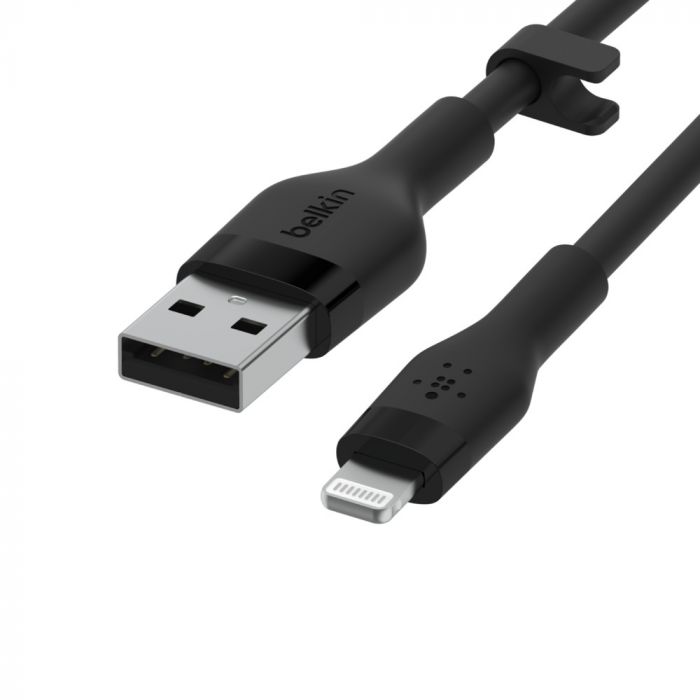 Кабель USB-A > Lightning заряджання/синхронізації Belkin, 2м, силіконовий з кліпсою, чорний