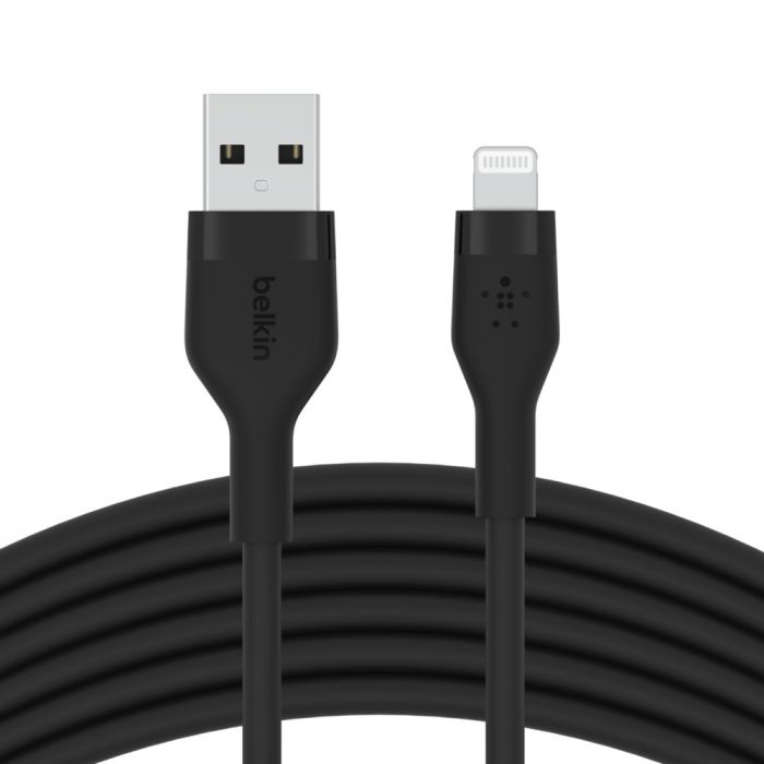 Кабель USB-A > Lightning заряджання/синхронізації Belkin, 2м, силіконовий з кліпсою, чорний
