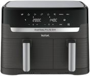 Мультипіч Tefal Dual EasyFry&Grill AirFryer, 2700Вт, чаша-5.2+3.1л, сенсорне керув., 2 чаши, гриль, пластик, чорний