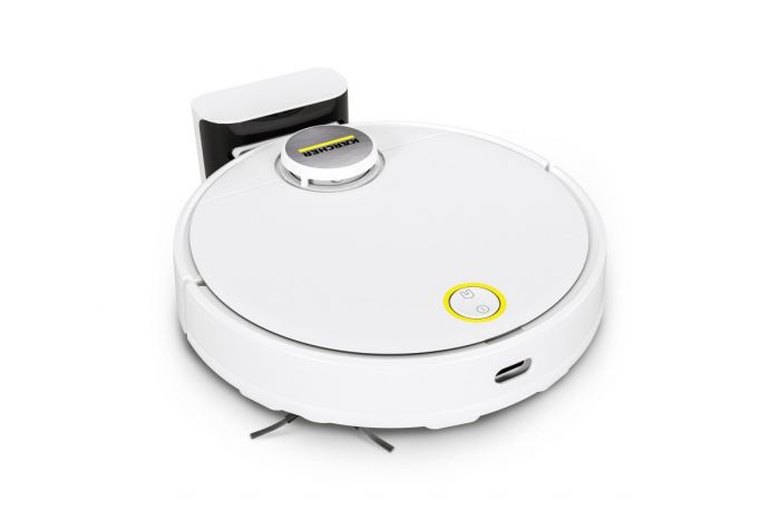 Робот-пилосос Karcher RCV 3, 400Вт, h=9.4см, вологе прибирання, конт пил -0.5л, вода -0.17л, автон. робота до 120хв, вага-3.7кг, НЕРА, білий