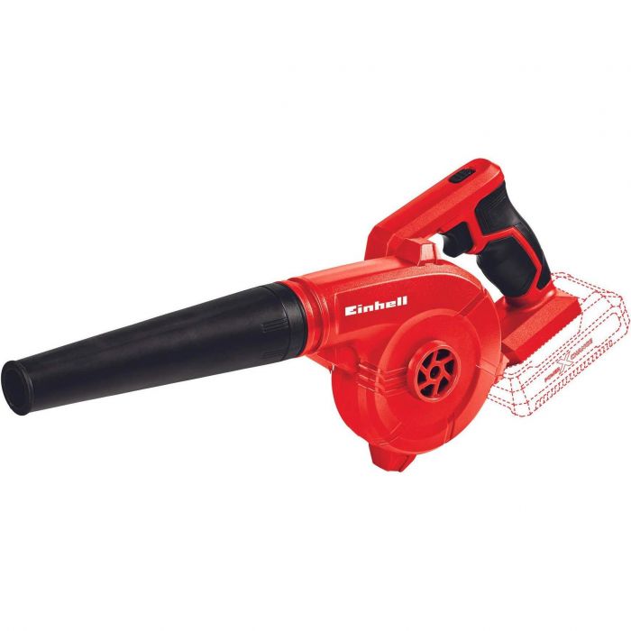 Повітродув акумуляторний Einhell TE-CB 18/180 Li - Solo, 18В, 130/180 км/г, 3 насадки,  0.9кг, без АКБ і ЗП