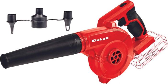 Повітродув акумуляторний Einhell TE-CB 18/180 Li - Solo, 18В, 130/180 км/г, 3 насадки,  0.9кг, без АКБ і ЗП