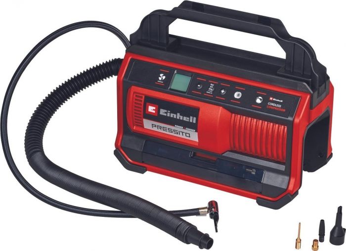 Компресор повітряний Einhell PRESSITO 18/25, акумуляторний 18В PXC, 10.5бар, вис. і низьк. тиск, 2.06кг, (без АКБ і ЗП)