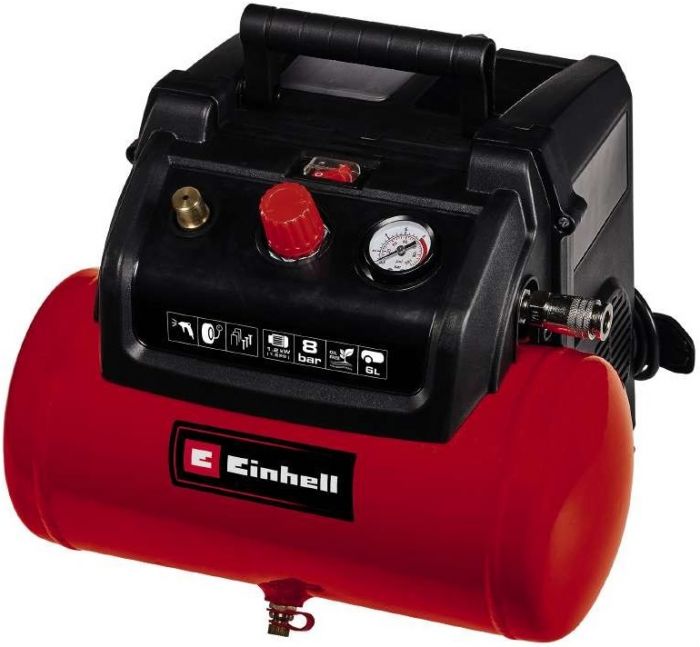 Компресор повітряний безмасляний Einhell TC-AC 190/6/8 OF, 1200Вт, 6л, 190л/хв, 8бар, 8.9кг