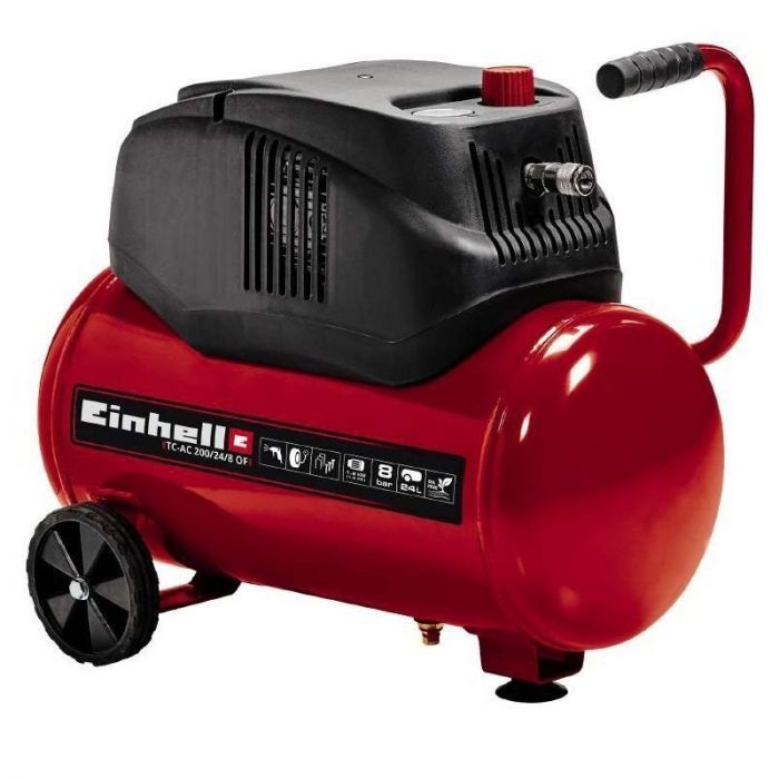 Компресор повітряний безмасляний Einhell TC-AC 200/24/8 OF, безмасляний, 1200Вт, 24л, 180л/хв, 8бар, 15.4кг
