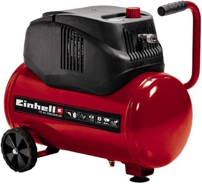 Компресор повітряний безмасляний Einhell TC-AC 200/24/8 OF, безмасляний, 1200Вт, 24л, 180л/хв, 8бар, 15.4кг