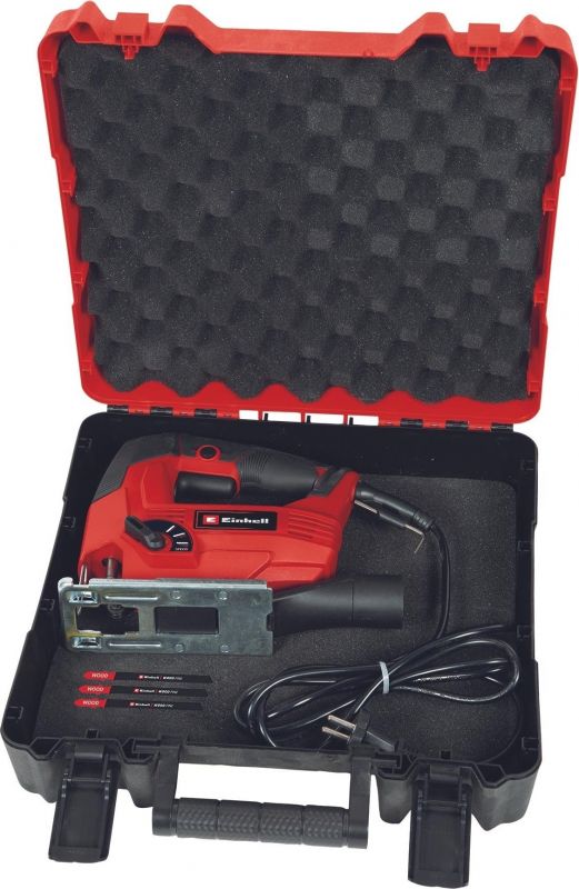 Лобзик електричний Einhell TC-JS 80/1 Kit, 550Вт, 1000-3000об•хв, в копмлекті 3 полотна, кейс, 1.86кг