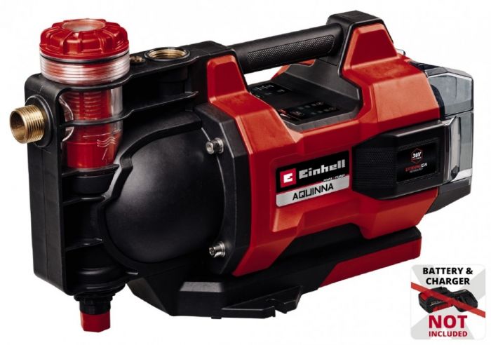 Насос садовий акумуляторний Einhell AQUINNA 36/38 F LED AUTOMATIC, 3800л/г, 36В, 3.7бар, глиб 6м, автоматичний режим, 4.75кг, без АКБ і ЗП