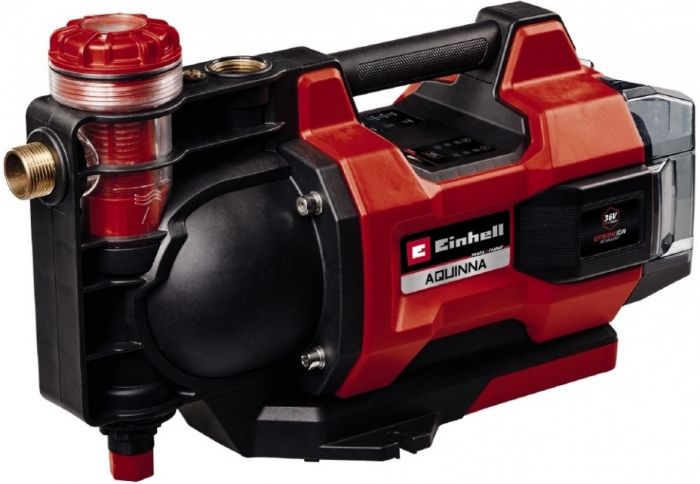 Насос садовий акумуляторний Einhell AQUINNA 36/38 F LED AUTOMATIC, 3800л/г, 36В, 3.7бар, глиб 6м, автоматичний режим, 4.75кг, без АКБ і ЗП