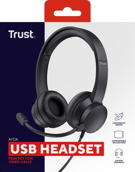 Гарнітура Trust Ayda, USB-A, чорний