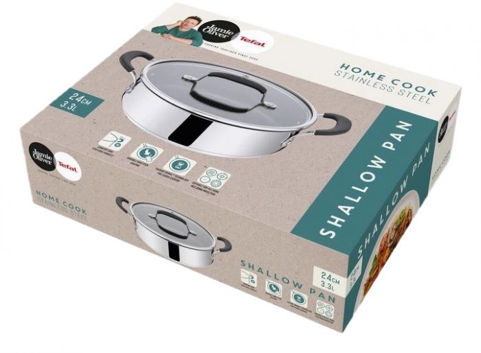 Сотейник з кришкою Tefal Jamie Oliver Home Cook, 24см, нержавіюча сталь, силікон