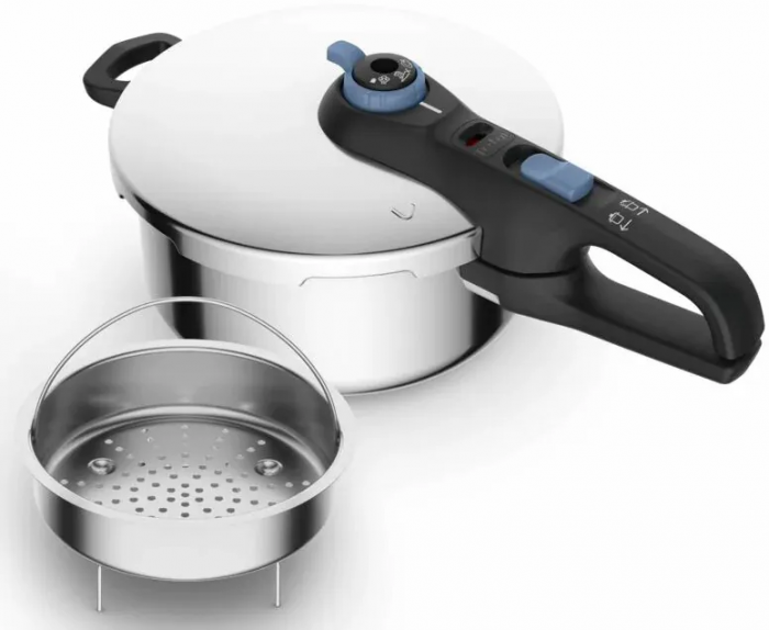 Скороварка Tefal Secure Trendy, 4л, з паровим кошиком, нержавіюча сталь, пластик