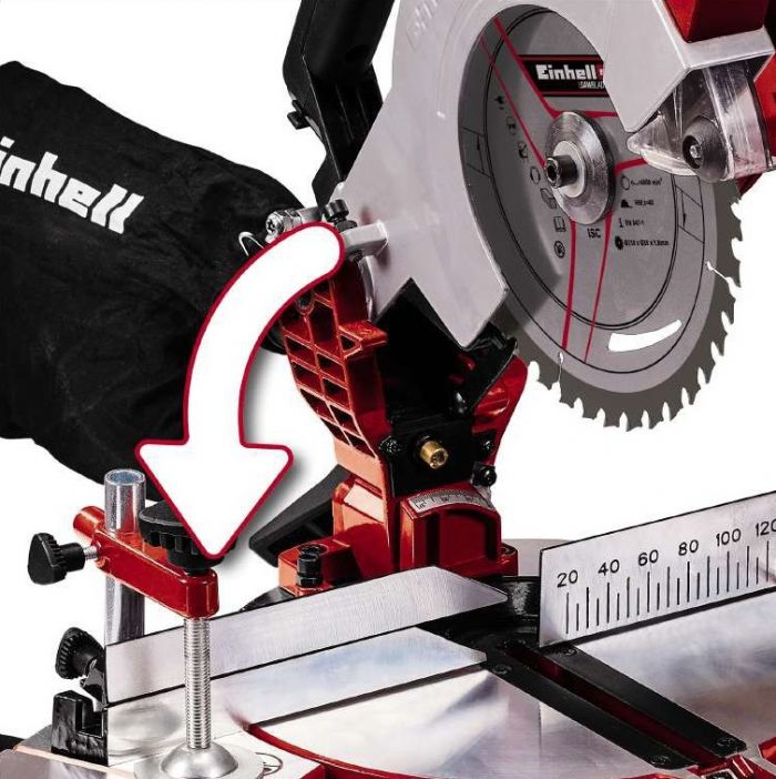 Пила торцювальна акумуляторна Einhell TE-MS 18/210LI - Solo, PXC, 18В, диск 210х30мм, 3000об•хв, LED, лазер, 7кг, без АКБ і ЗП