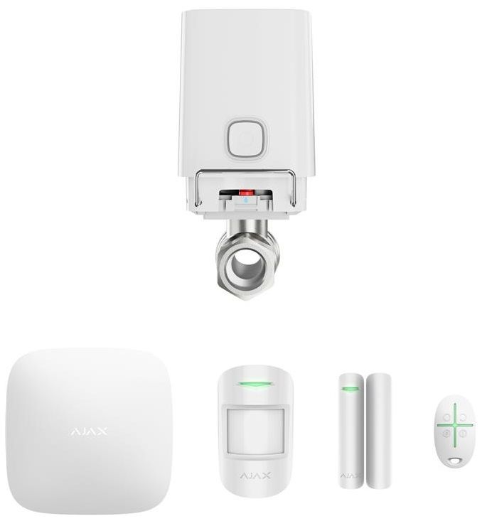 Комплект охоронної сигналізації Ajax StarterKit 2 + Розумний кульовий кран Ajax WaterStop 3/4", білий