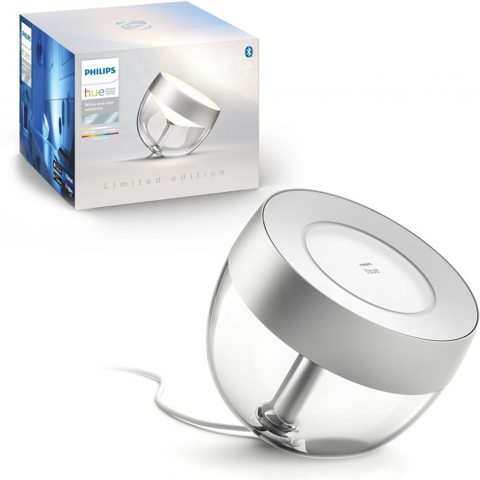 Настільний світильник розумний Philips Hue Iris, 2000K-6500K, RGB, ZigBee, Bluetooth, димування, срібний