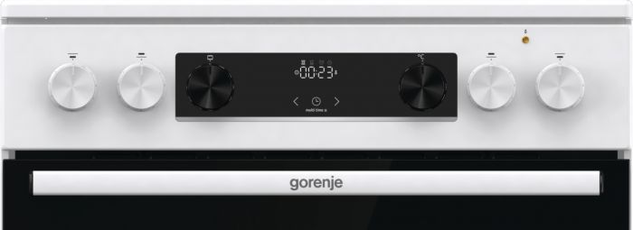 Плита Gorenje електрична склокерамічна, 71л, 60x60см, дисплей, приготування з паром, програматор, білий