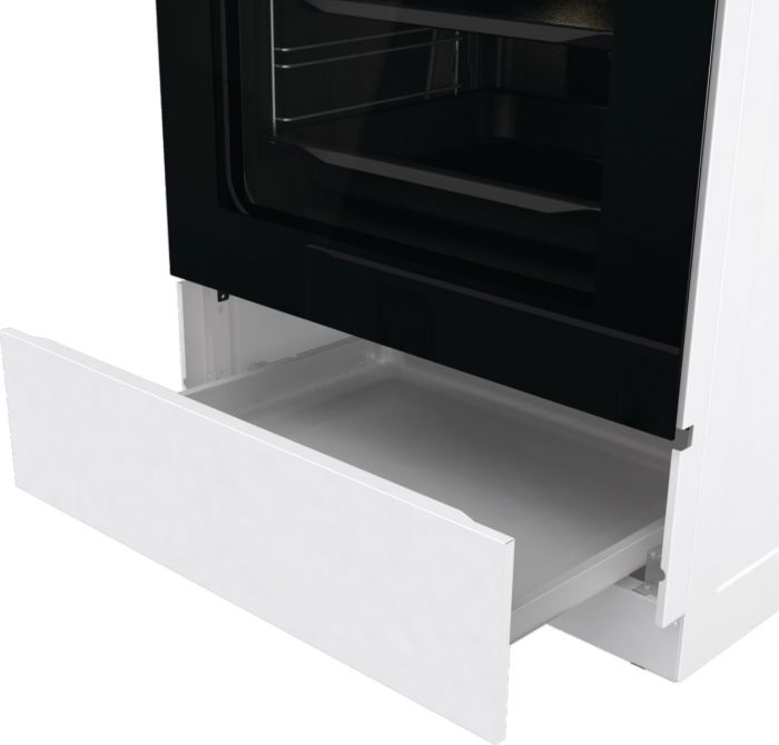 Плита Gorenje електрична склокерамічна, 71л, 60x60см, дисплей, приготування з паром, програматор, білий